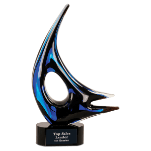 Blue Sail Art Glass 14 1/4 "