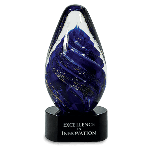 Blue Tear Drop Art Glass 6 1/2 "