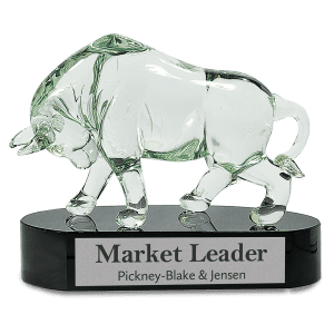 Clear Art Glass Bull 7 1/2 "