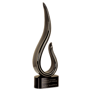 Black & Gold Curve Art Glass 15 "