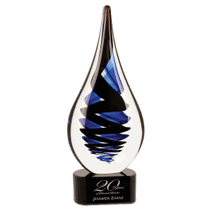 Black Twist Raindrop Art Glass 11 1/4 "