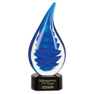 Blue Twist Raindrop Art Glass 10 1/4 "