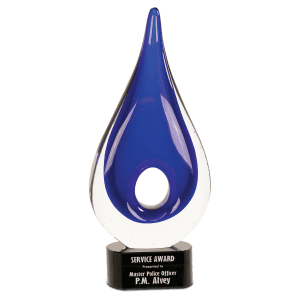 Blue Round Window Raindrop Art Glass 11 1/4 "