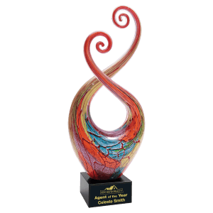 Multi-Color Twist Art Glass with Black Base 14 "