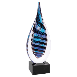 Blue, White & Black Twisted Rain Drop 12 "