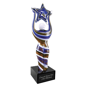 Glass Figure with Star and Black Base 12 "