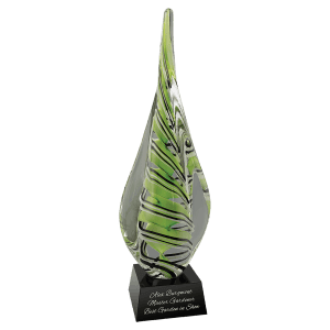 Green/White/Black Spire Art Glass 17 1/2 "