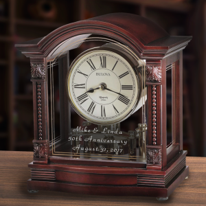 Personalized Bulova Bardwell Anniversary/Retirement Mantel Clock