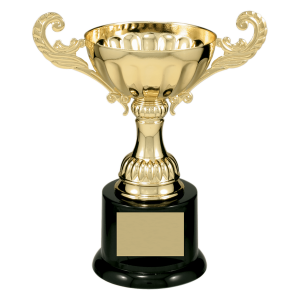 Gold Completed Metal Cup Trophy on Plastic Base 6 1/2 " CMC101G