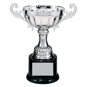 Silver Completed Metal Cup Trophy on Plastic Base 7 1/2 " CMC102S