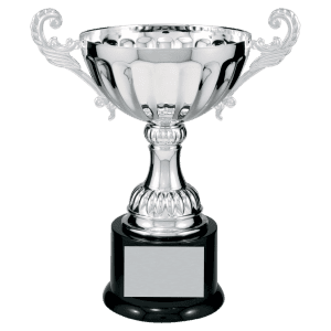 Silver Completed Metal Cup Trophy on Plastic Base 9 3/4 " CMC104S