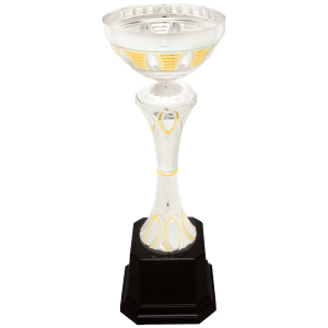 Silver/Gold Completed Metal Cup Trophy on Plastic Base 10 3/4 " CMC292