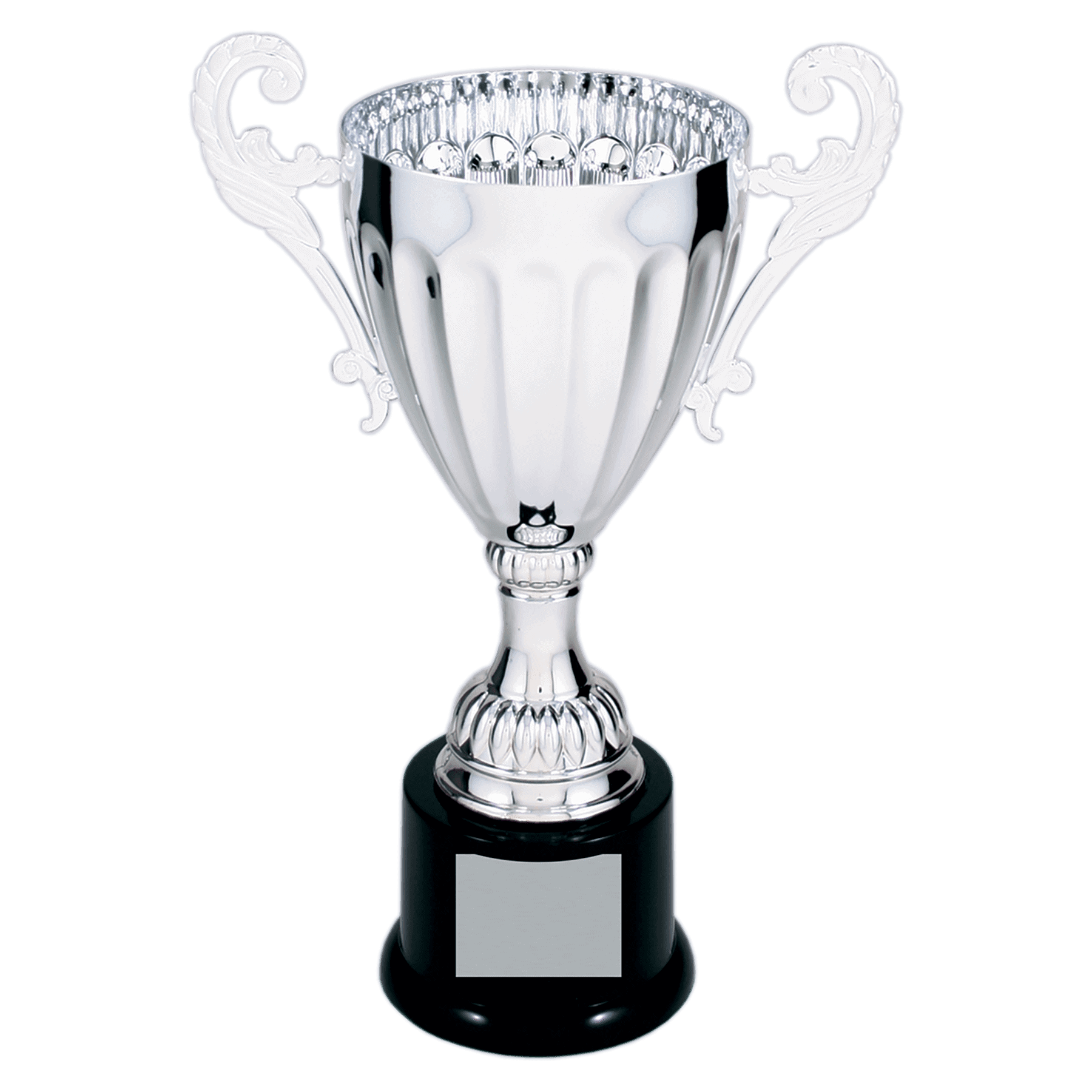 Silver Completed Metal Cup Trophy on Plastic Base 9 3/4 " CMC302S