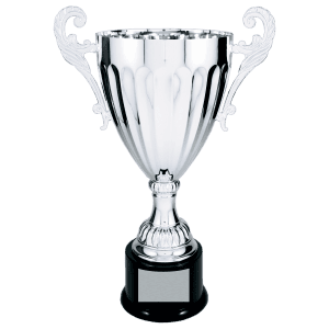 Silver Completed Metal Cup Trophy on Plastic Base 14 1/2 " CMC305S