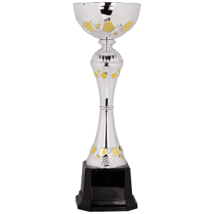 Silver/Gold Completed Metal Cup Trophy on Plastic Base 10 3/4 " CMC311
