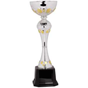 Silver/Gold Completed Metal Cup Trophy on Plastic Base 12 " CMC312