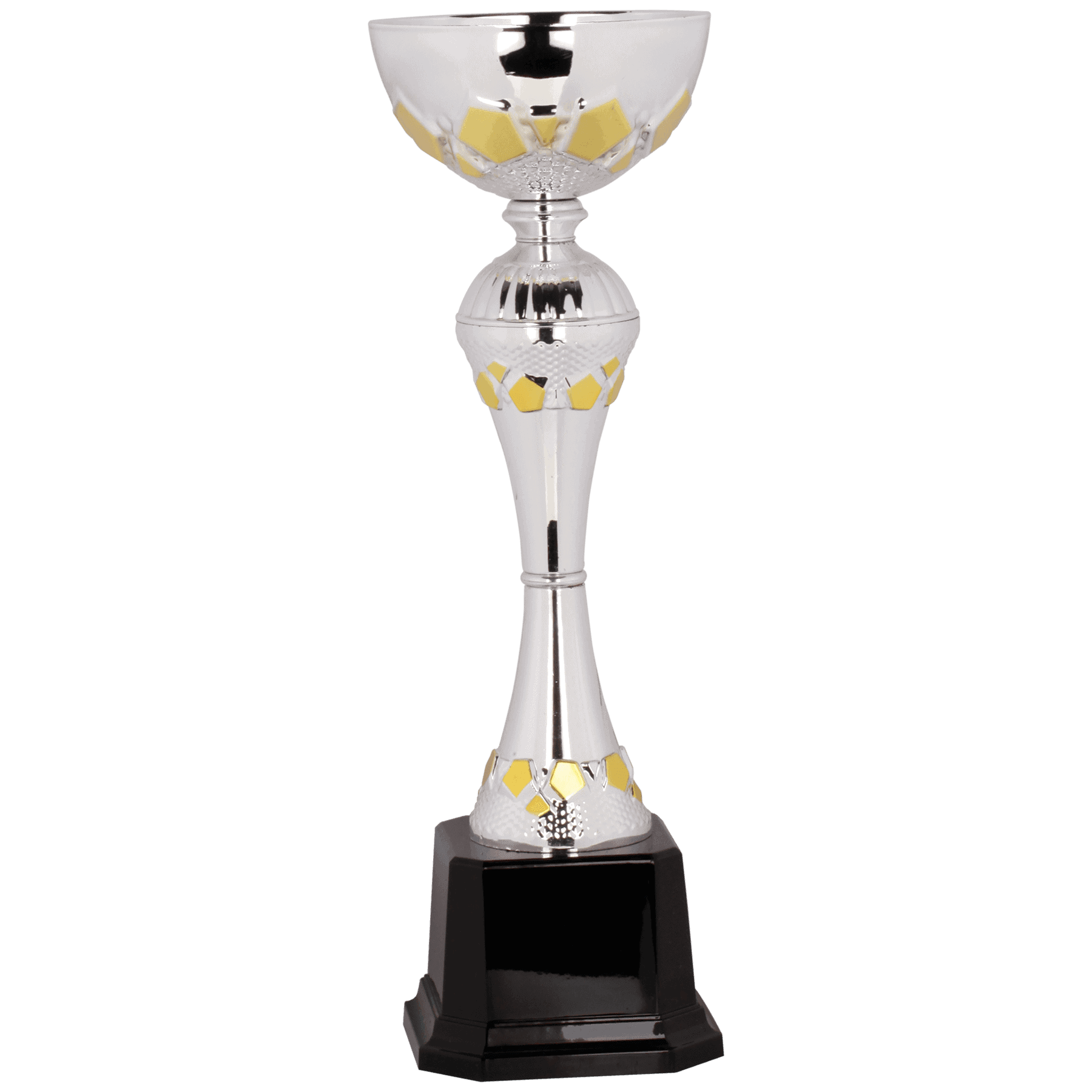 Silver/Gold Completed Metal Cup Trophy on Plastic Base 12 " CMC312