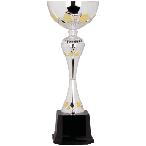 Silver/Gold Completed Metal Cup Trophy on Plastic Base 14 1/2 " CMC314