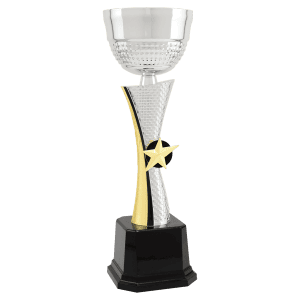 Silver/Gold Textured Completed Metal Cup Trophy 11 3/4 " CMC340