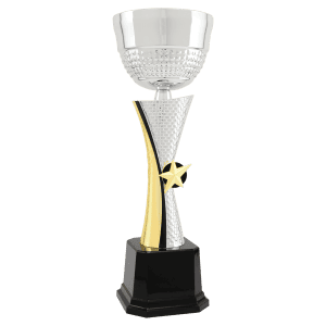 Silver/Gold Textured Completed Metal Cup Trophy 13 1/4 " CMC341