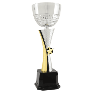 Silver/Gold Textured Completed Metal Cup Trophy 15 " CMC342