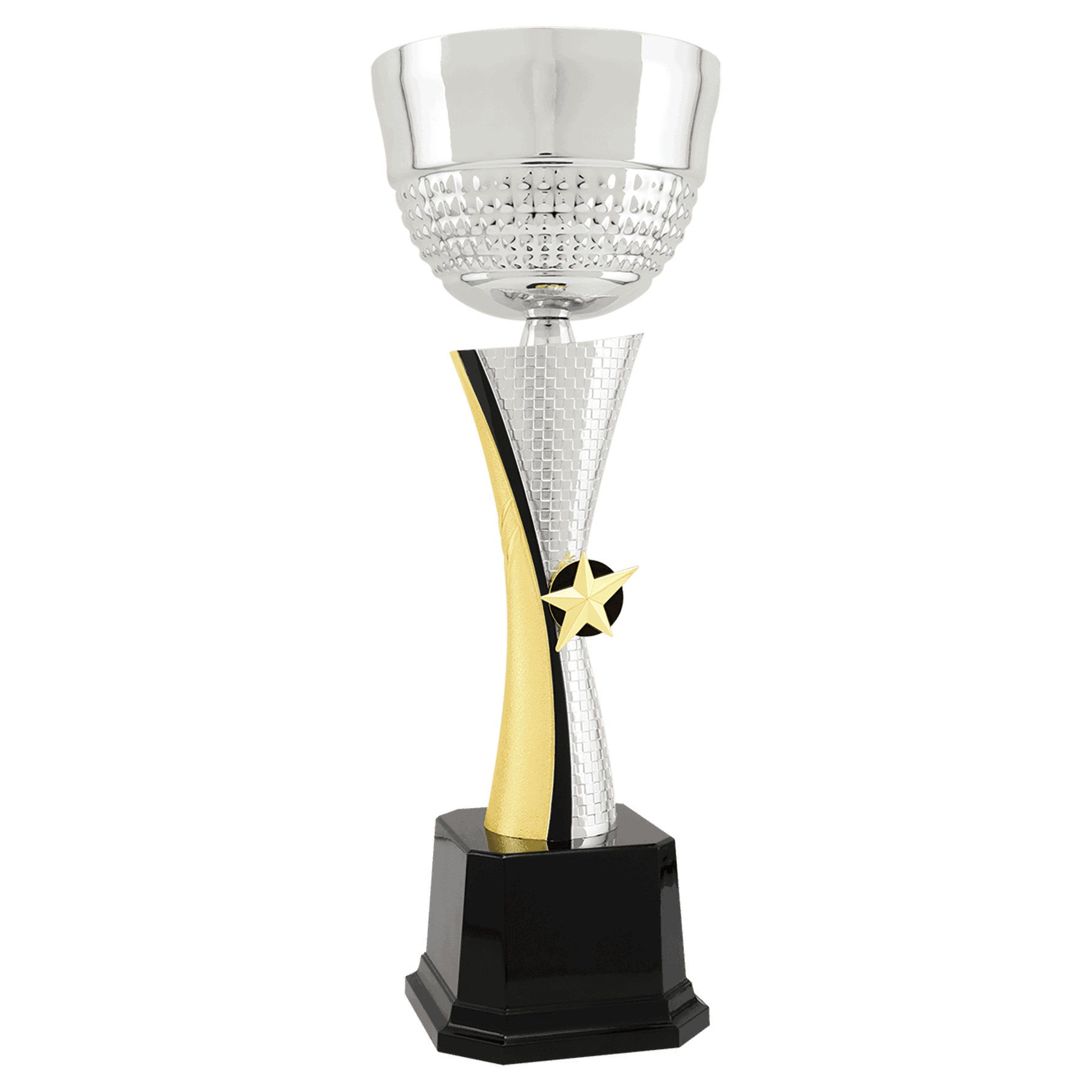 Silver/Gold Textured Completed Metal Cup Trophy 15 " CMC342