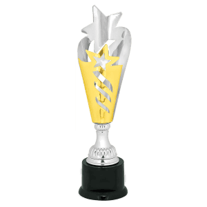 Silver & Gold Star Completed Metal Cup Trophy on Plastic Base 14 " CMC809