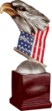 Eagle Head and Flag on Resin Base 8  1/2"