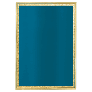 Elegant blue and gold Florentine plaque with brass plating, 7" x 10" for decorative or commemorative.