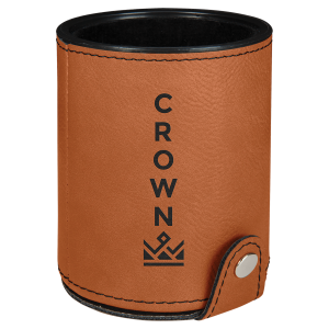 Dice Cup with 5 Dice, Laserable Leatherette - Rawhide