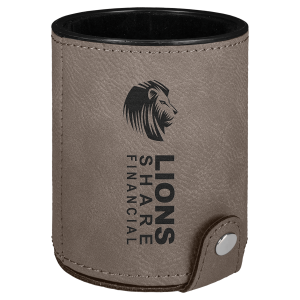 Dice Cup with 5 Dice, Laserable Leatherette - Gray
