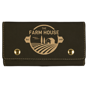 Card & Dice Set, Laserable Leatherette - Black/Gold