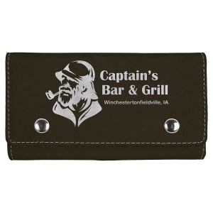 Card & Dice Set, Laserable Leatherette - Black/Silver