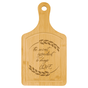 Paddle Shape Bamboo Cutting Board with Drip Ring 13 1/2" x 7"
