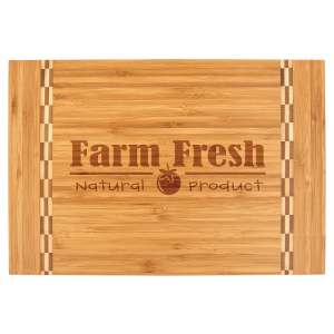 Bamboo Cutting Board with Butcher Block Inlay 15" x 10 1/4"