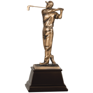 Golf Resin Award 13" Bronze Male Swinging