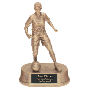 Antique Gold Female Soccer Resin 7 3/4"