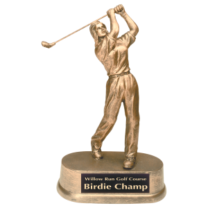 Antique Gold Female Golf Resin 9"