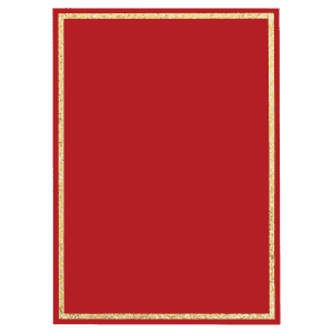Elegant red Florentine frame plaque with gold accents, perfect for decorative wall art or personaliz.