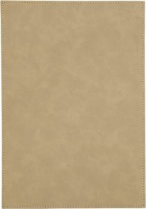 Light brown leatherette plaque plate measuring 7" x 10" for signs and decorative displays.