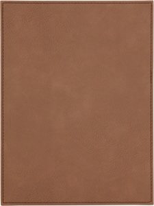 Dark brown leatherette plaque plate, 7" x 10", ideal for plaques, awards, and signage. Durable and s.