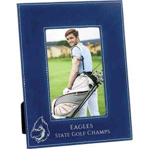Laserable Leatherette Photo Frame 4" x 6" Blue/Silver