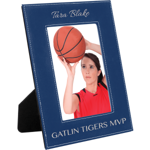 Laserable Leatherette Photo Frame 5" x 7" Blue/Silver