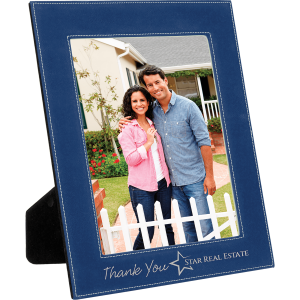 Laserable Leatherette Photo Frame 8" x 10" Blue/Silver
