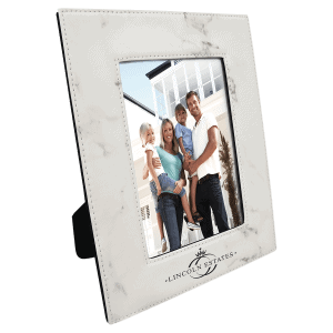 Laserable Leatherette Photo Frame 5" x 7" White Marble