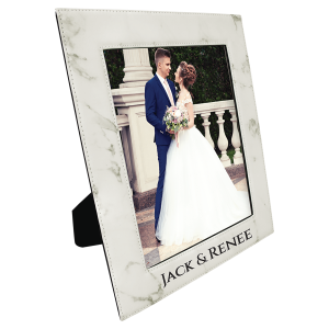 Laserable Leatherette Photo Frame 8" x 10" White Marble