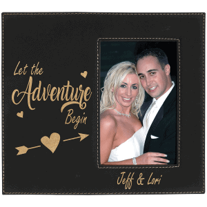 Leatherette Photo Frame 4" x 6" Black/Gold with 4 1/4" x 7 7/8" Engraving Area