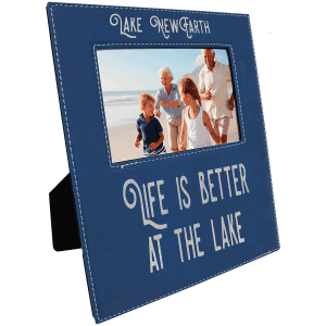 Leatherette Photo Frame 4" x 6" Blue/Silver with 4 1/4" x 7 7/8" Engraving Area