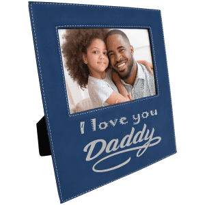 Leatherette Photo Frame 5" x 7" Blue/Silver with 4 1/2" x 9 Engraving Area
