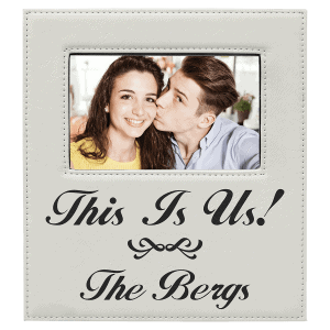 Leatherette Photo Frame 4" x 6" White with 4 1/4" x 7 7/8" Engraving Area